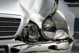 Car headlights damaged after a collision