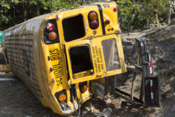 overturned school bus