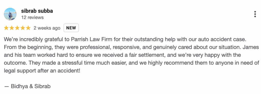 Fairfax Personal Injury Lawyer Client Review